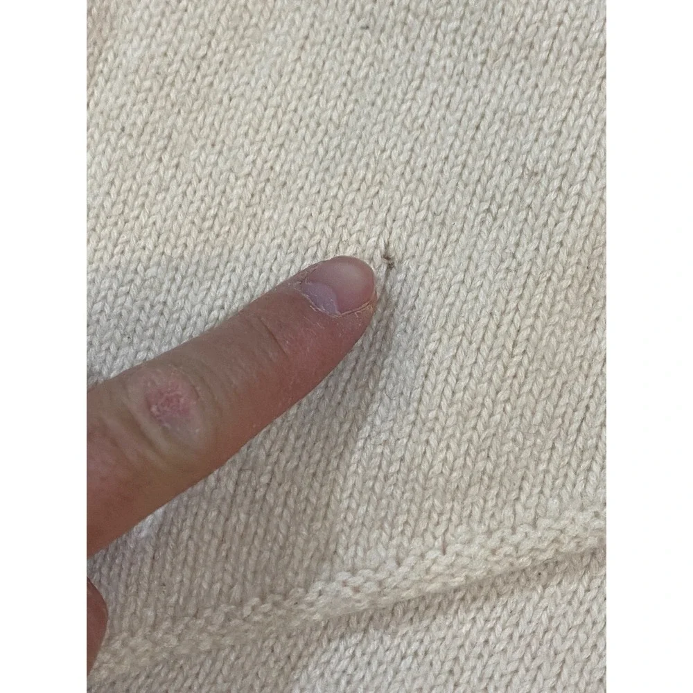 Kith Rhinestone Logo Scarf Cream Wool Cashmere Blend Knit Pointed Hem Unisex